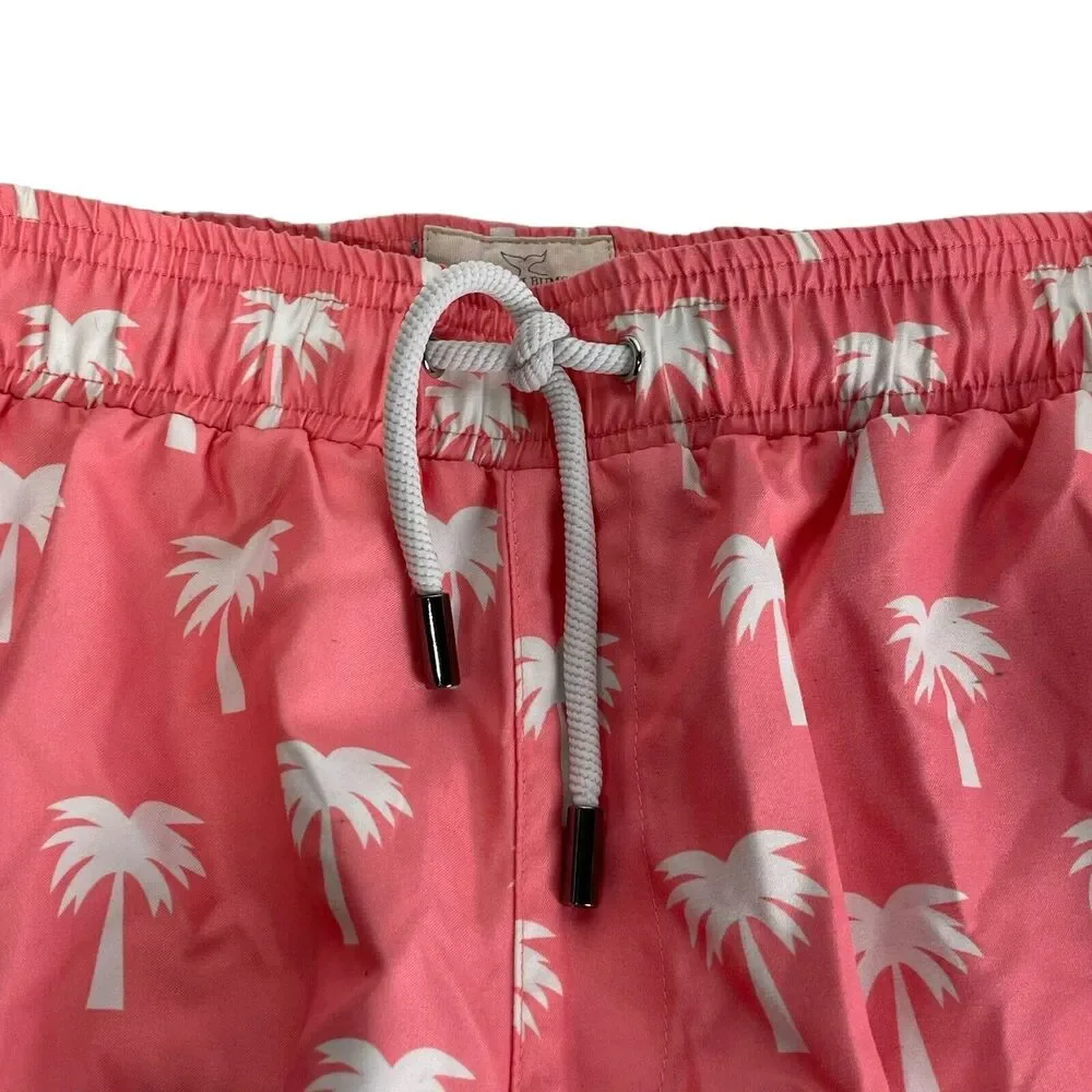 beach bums bequia pink palm tree print swim trunks shorts Size L